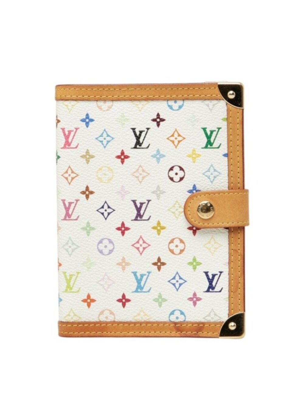 Louis Vuitton Monogram Multicolor Agenda PM Planner White Multi Brown Leather
